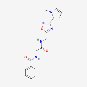 molecular formula C17H17N5O3 B2807008 N-{[3-(1-methyl-1H-pyrrol-2-yl)-1,2,4-oxadiazol-5-yl]methyl}-2-(phenylformamido)acetamide CAS No. 2034508-90-0