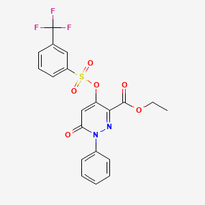 Ethyl 6-oxo-1-phenyl-4-(((3-(trifluoromethyl)phenyl)sulfonyl)oxy)-1,6-dihydropyridazine-3-carboxylate