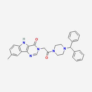 3-{2-[4-(diphenylmethyl)piperazin-1-yl]-2-oxoethyl}-8-methyl-3,5-dihydro-4H-pyrimido[5,4-b]indol-4-one