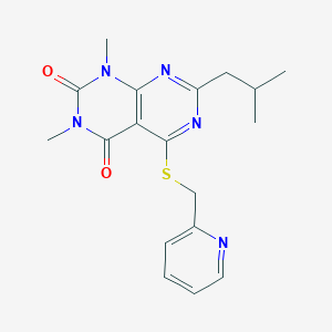 1,3-Dimethyl-7-(2-methylpropyl)-5-(pyridin-2-ylmethylsulfanyl)pyrimido[4,5-d]pyrimidine-2,4-dione