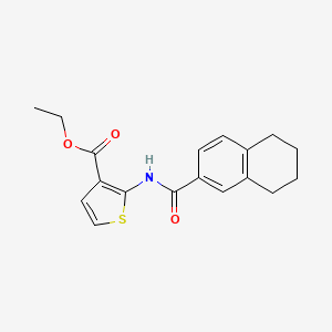 molecular formula C18H19NO3S B2807078 Ethyl 2-(5,6,7,8-tetrahydronaphthalene-2-carboxamido)thiophene-3-carboxylate CAS No. 921054-80-0