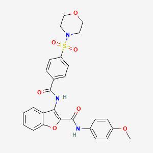 molecular formula C27H25N3O7S B2807092 N-(4-methoxyphenyl)-3-(4-(morpholinosulfonyl)benzamido)benzofuran-2-carboxamide CAS No. 887874-79-5