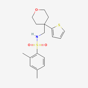 2,4-dimethyl-N-((4-(thiophen-2-yl)tetrahydro-2H-pyran-4-yl)methyl)benzenesulfonamide