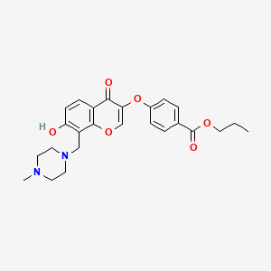 molecular formula C25H28N2O6 B2807098 propyl 4-({7-hydroxy-8-[(4-methylpiperazin-1-yl)methyl]-4-oxo-4H-chromen-3-yl}oxy)benzoate CAS No. 847336-89-4