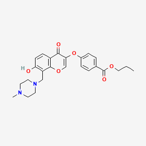 molecular formula C25H28N2O6 B2807098 Propyl 4-[7-hydroxy-8-[(4-methylpiperazin-1-yl)methyl]-4-oxochromen-3-yl]oxybenzoate CAS No. 847336-89-4