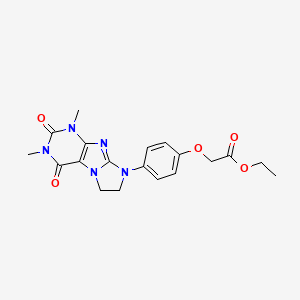 molecular formula C19H21N5O5 B2807112 Ethyl 2-[4-(1,3-dimethyl-2,4-dioxo-1,3,5-trihydroimidazolidino[1,2-h]purin-8-y l)phenoxy]acetate CAS No. 1021065-53-1