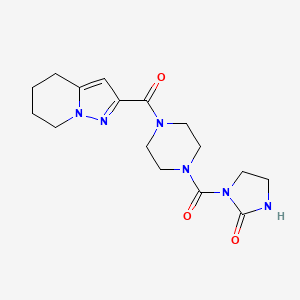 molecular formula C16H22N6O3 B2807113 1-(4-(4,5,6,7-Tetrahydropyrazolo[1,5-a]pyridine-2-carbonyl)piperazine-1-carbonyl)imidazolidin-2-one CAS No. 2034543-28-5