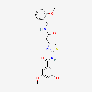molecular formula C22H23N3O5S B2807123 3,5-dimethoxy-N-[4-({[(2-methoxyphenyl)methyl]carbamoyl}methyl)-1,3-thiazol-2-yl]benzamide CAS No. 941984-96-9