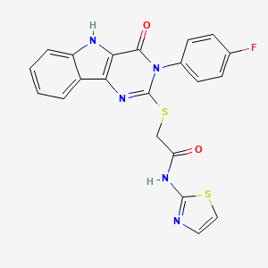 2-((3-(4-fluorophenyl)-4-oxo-4,5-dihydro-3H-pyrimido[5,4-b]indol-2-yl)thio)-N-(thiazol-2-yl)acetamide