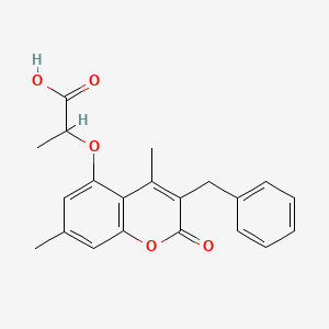 molecular formula C21H20O5 B2807140 2-[(3-benzyl-4,7-dimethyl-2-oxo-2H-chromen-5-yl)oxy]propanoic acid CAS No. 428845-94-7