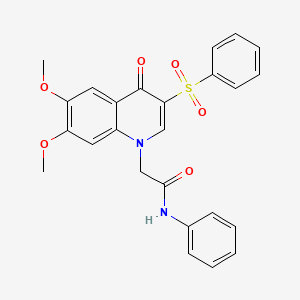 molecular formula C25H22N2O6S B2807155 2-[3-(benzenesulfonyl)-6,7-dimethoxy-4-oxoquinolin-1-yl]-N-phenylacetamide CAS No. 866590-94-5