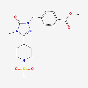 molecular formula C18H24N4O5S B2807156 methyl 4-((4-methyl-3-(1-(methylsulfonyl)piperidin-4-yl)-5-oxo-4,5-dihydro-1H-1,2,4-triazol-1-yl)methyl)benzoate CAS No. 1105249-07-7