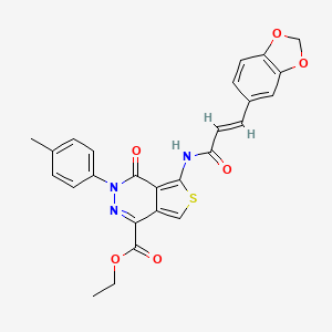 ethyl 5-[[(E)-3-(1,3-benzodioxol-5-yl)prop-2-enoyl]amino]-3-(4-methylphenyl)-4-oxothieno[3,4-d]pyridazine-1-carboxylate