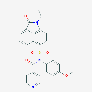 molecular formula C26H21N3O5S B280720 N-[(1-ethyl-2-oxo-1,2-dihydrobenzo[cd]indol-6-yl)sulfonyl]-N-(4-methoxyphenyl)isonicotinamide 