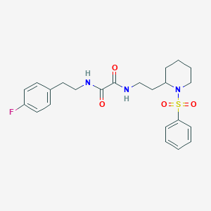 molecular formula C23H28FN3O4S B2807206 N-{2-[1-(benzenesulfonyl)piperidin-2-yl]ethyl}-N'-[2-(4-fluorophenyl)ethyl]ethanediamide CAS No. 898444-54-7