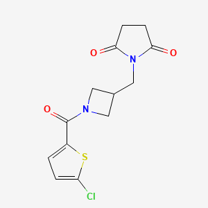 molecular formula C13H13ClN2O3S B2807213 1-{[1-(5-Chlorothiophene-2-carbonyl)azetidin-3-yl]methyl}pyrrolidine-2,5-dione CAS No. 2097863-68-6