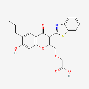 molecular formula C22H19NO6S B2807222 {[3-(1,3-benzothiazol-2-yl)-7-hydroxy-4-oxo-6-propyl-4H-chromen-2-yl]methoxy}acetic acid CAS No. 864839-74-7