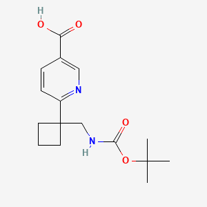 molecular formula C16H22N2O4 B2807225 6-[1-({[(叔丁氧羰基)氨基]甲基}环丁基)吡啶-3-甲酸 CAS No. 2172563-13-0