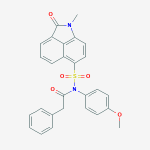 molecular formula C27H22N2O5S B280724 N-(4-methoxyphenyl)-1-methyl-2-oxo-N-(phenylacetyl)-1,2-dihydrobenzo[cd]indole-6-sulfonamide 