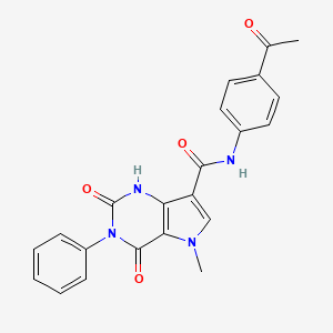 molecular formula C22H18N4O4 B2807255 N-(4-acetylphenyl)-5-methyl-2,4-dioxo-3-phenyl-1H,2H,3H,4H,5H-pyrrolo[3,2-d]pyrimidine-7-carboxamide CAS No. 921829-83-6