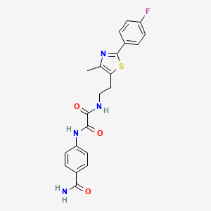 molecular formula C21H19FN4O3S B2807264 N'-(4-carbamoylphenyl)-N-{2-[2-(4-fluorophenyl)-4-methyl-1,3-thiazol-5-yl]ethyl}ethanediamide CAS No. 946375-07-1