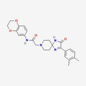 molecular formula C25H28N4O4 B2807266 N-(2,3-dihydro-1,4-benzodioxin-6-yl)-2-[2-(3,4-dimethylphenyl)-3-oxo-1,4,8-triazaspiro[4.5]dec-1-en-8-yl]acetamide CAS No. 1216483-94-1