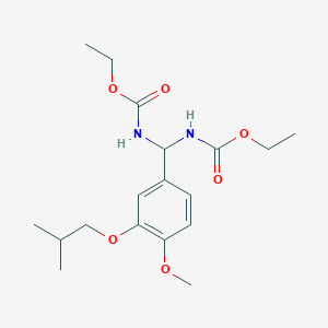 molecular formula C18H28N2O6 B2807292 Diethyl ((3-isobutoxy-4-methoxyphenyl)methylene)dicarbamate CAS No. 883671-44-1