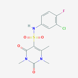 molecular formula C13H13ClFN3O4S B2807325 N-(3-chloro-4-fluorophenyl)-1,3,6-trimethyl-2,4-dioxo-1,2,3,4-tetrahydropyrimidine-5-sulfonamide CAS No. 893340-01-7