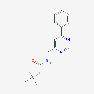 molecular formula C16H19N3O2 B2807373 Tert-butyl N-[(6-phenylpyrimidin-4-yl)methyl]carbamate CAS No. 2380188-17-8