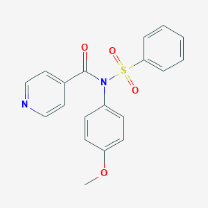 molecular formula C19H16N2O4S B280742 N-(benzenesulfonyl)-N-(4-methoxyphenyl)pyridine-4-carboxamide 