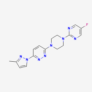 molecular formula C16H17FN8 B2807448 3-[4-(5-fluoropyrimidin-2-yl)piperazin-1-yl]-6-(3-methyl-1H-pyrazol-1-yl)pyridazine CAS No. 2415566-45-7