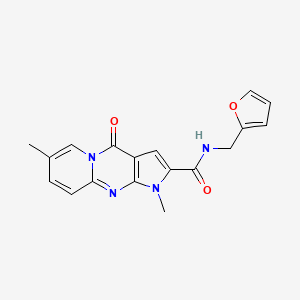molecular formula C18H16N4O3 B2807450 N-(furan-2-ylmethyl)-1,7-dimethyl-4-oxo-1,4-dihydropyrido[1,2-a]pyrrolo[2,3-d]pyrimidine-2-carboxamide CAS No. 896838-48-5