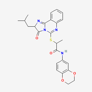 molecular formula C25H26N4O4S B2807479 N-(2,3-dihydro-1,4-benzodioxin-6-yl)-2-[(2-isobutyl-3-oxo-2,3-dihydroimidazo[1,2-c]quinazolin-5-yl)thio]propanamide CAS No. 1189445-63-3