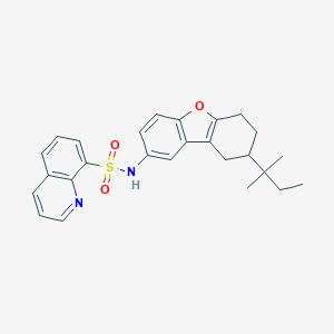 molecular formula C26H28N2O3S B280748 N-[8-(2-METHYL-2-BUTANYL)-6,7,8,9-TETRAHYDRODIBENZO[B,D]FURAN-2-YL]-8-QUINOLINESULFONAMIDE 