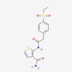 molecular formula C15H16N2O4S2 B2807480 2-(2-(4-(Ethylsulfonyl)phenyl)acetamido)thiophene-3-carboxamide CAS No. 941972-40-3