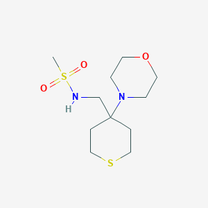 molecular formula C11H22N2O3S2 B2807528 N-{[4-(morpholin-4-yl)thian-4-yl]methyl}methanesulfonamide CAS No. 2380144-69-2