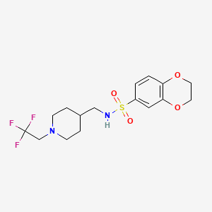 molecular formula C16H21F3N2O4S B2807557 N-{[1-(2,2,2-trifluoroethyl)piperidin-4-yl]methyl}-2,3-dihydro-1,4-benzodioxine-6-sulfonamide CAS No. 2310152-33-9