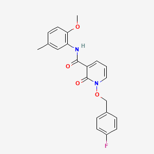 molecular formula C21H19FN2O4 B2807564 1-[(4-fluorophenyl)methoxy]-N-(2-methoxy-5-methylphenyl)-2-oxo-1,2-dihydropyridine-3-carboxamide CAS No. 868678-51-7