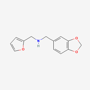 molecular formula C13H13NO3 B2807569 Benzo[1,3]dioxol-5-ylmethyl-furan-2-ylmethyl-amine CAS No. 510723-65-6