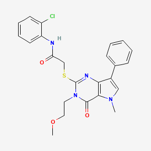 molecular formula C24H23ClN4O3S B2807574 N-(2-chlorophenyl)-2-{[3-(2-methoxyethyl)-5-methyl-4-oxo-7-phenyl-3H,4H,5H-pyrrolo[3,2-d]pyrimidin-2-yl]sulfanyl}acetamide CAS No. 1112035-33-2