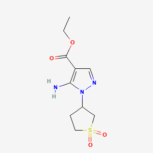 molecular formula C10H15N3O4S B2807596 ethyl 5-amino-1-(1,1-dioxidotetrahydrothiophen-3-yl)-1H-pyrazole-4-carboxylate CAS No. 1010863-54-3