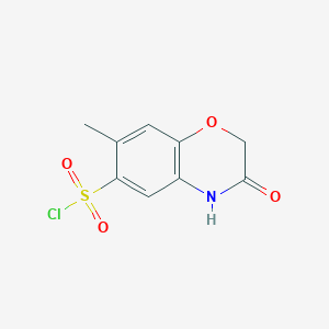 molecular formula C9H8ClNO4S B2807599 7-methyl-3-oxo-3,4-dihydro-2H-1,4-benzoxazine-6-sulfonyl chloride CAS No. 874840-33-2