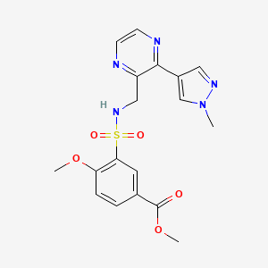 molecular formula C18H19N5O5S B2807625 methyl 4-methoxy-3-({[3-(1-methyl-1H-pyrazol-4-yl)pyrazin-2-yl]methyl}sulfamoyl)benzoate CAS No. 2034395-97-4