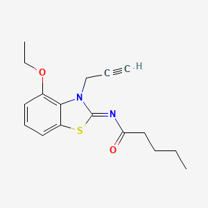 molecular formula C17H20N2O2S B2807631 N-[(2Z)-4-ethoxy-3-(prop-2-yn-1-yl)-2,3-dihydro-1,3-benzothiazol-2-ylidene]pentanamide CAS No. 868674-45-7