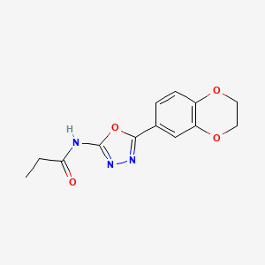 N-(5-(2,3-dihydrobenzo[b][1,4]dioxin-6-yl)-1,3,4-oxadiazol-2-yl)propionamide