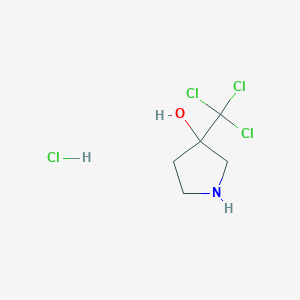 molecular formula C5H9Cl4NO B2807652 3-(Trichloromethyl)pyrrolidin-3-ol;hydrochloride CAS No. 2418669-05-1