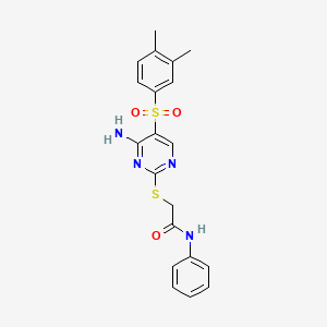 2-[4-amino-5-(3,4-dimethylphenyl)sulfonylpyrimidin-2-yl]sulfanyl-N-phenylacetamide