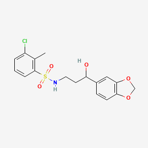 molecular formula C17H18ClNO5S B2807658 N-(3-(benzo[d][1,3]dioxol-5-yl)-3-hydroxypropyl)-3-chloro-2-methylbenzenesulfonamide CAS No. 1421515-58-3