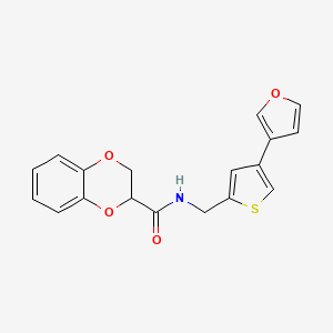 molecular formula C18H15NO4S B2807664 N-{[4-(furan-3-yl)thiophen-2-yl]methyl}-2,3-dihydro-1,4-benzodioxine-2-carboxamide CAS No. 2380044-74-4