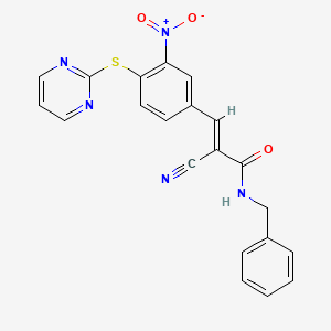 (2E)-N-benzyl-2-cyano-3-[3-nitro-4-(pyrimidin-2-ylsulfanyl)phenyl]prop-2-enamide